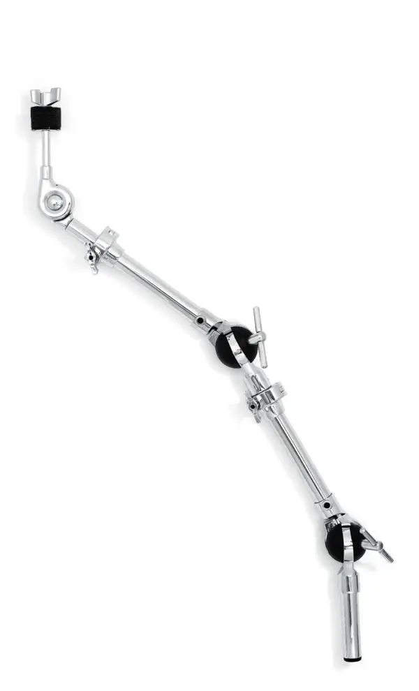 A black and chrome drum arm on a white background