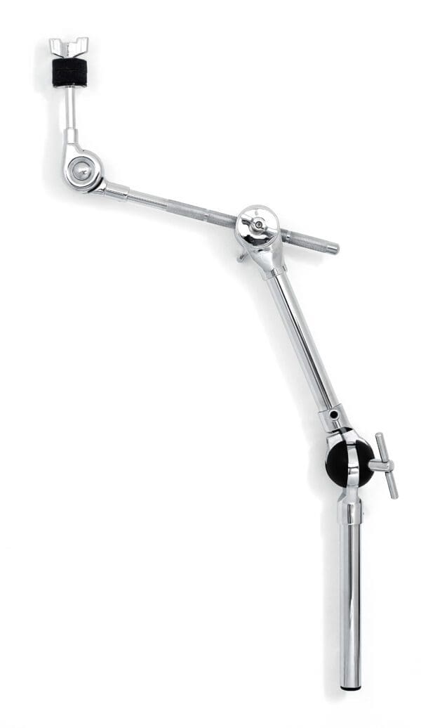 A black and chrome drum arm on a white background