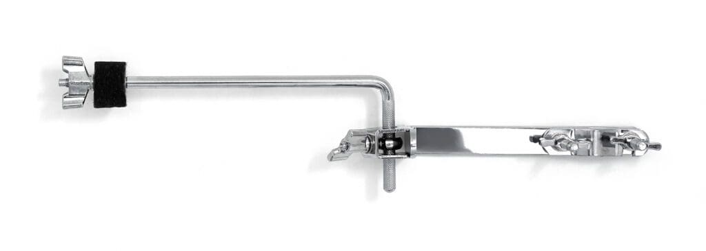 A chrome drum clamp on a white background.