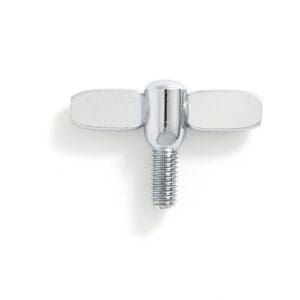 A chrome screw on a white background.