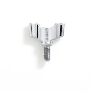 A chrome screw on a white background.