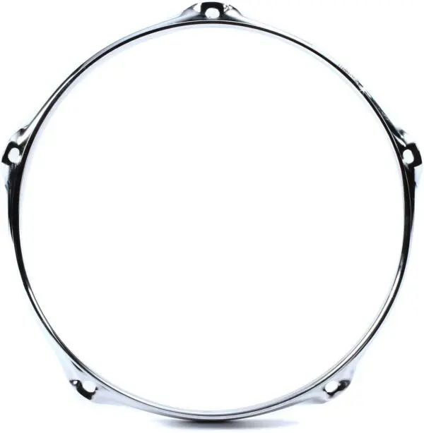 A chrome drum ring on a white background.