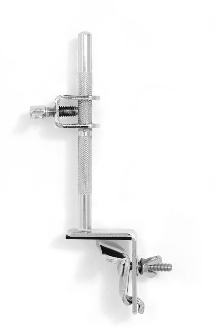 A metal clamp on a white background.