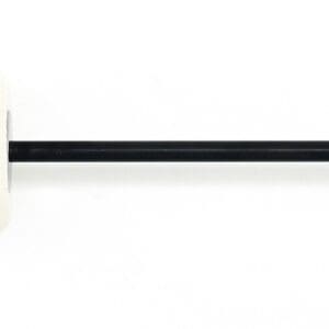 A white brush with a black handle on a white surface.