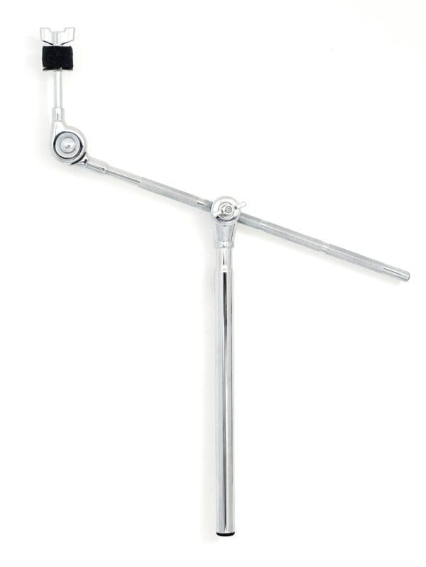 A black and chrome drum arm on a white background