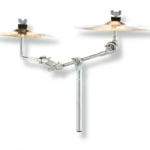 A black and chrome drum arm on a white background