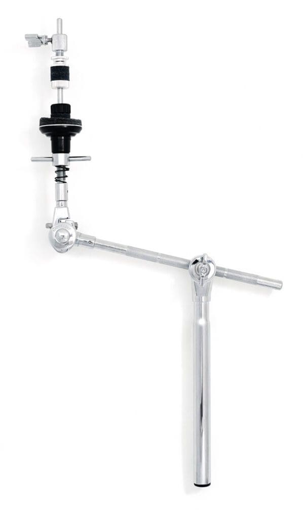 A black and chrome drum arm on a white background