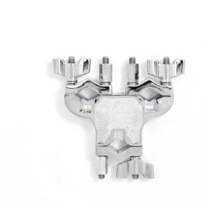 A chrome clamp on a white background.