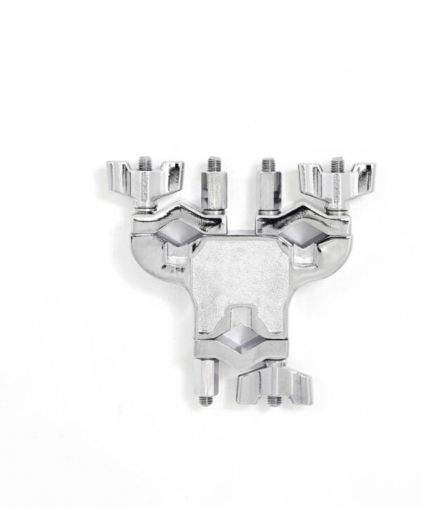 A chrome clamp on a white background.