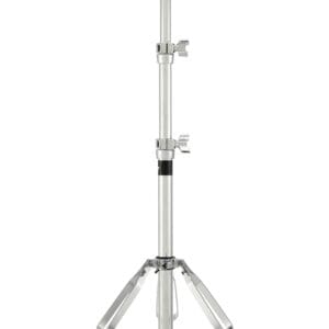 black and chrome drum stands with a handle.