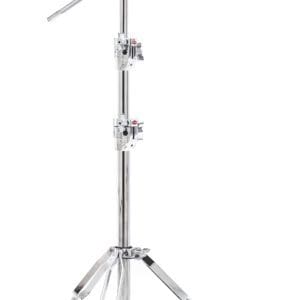 black and chrome drum stands with a handle.