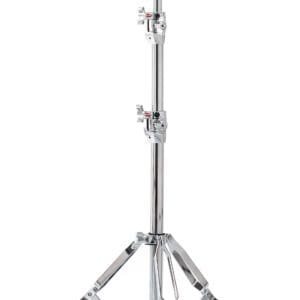 black and chrome drum stands with a handle.