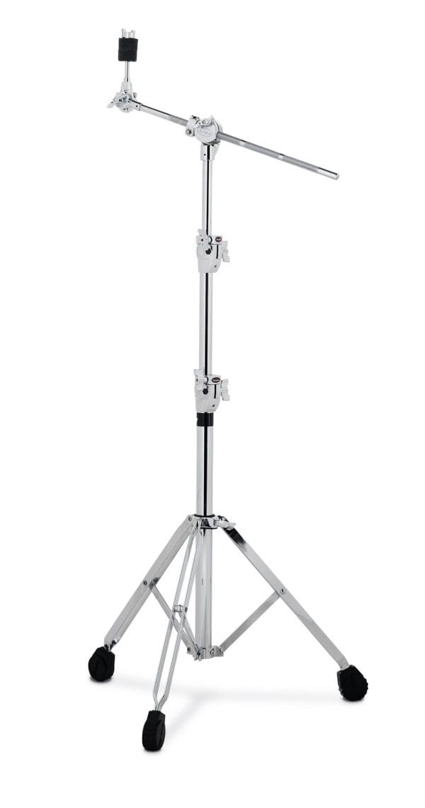 Black and chrome drum stand with a handle.