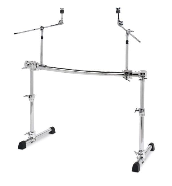 A pair of drum stands on a white background.