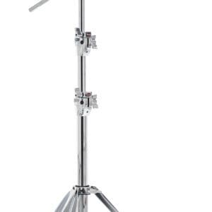 A chrome drum stand on a white background.