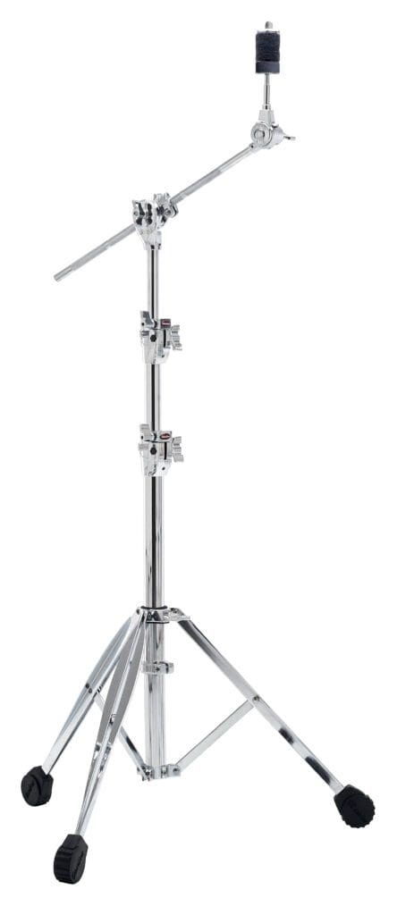 A chrome drum stand on a white background.