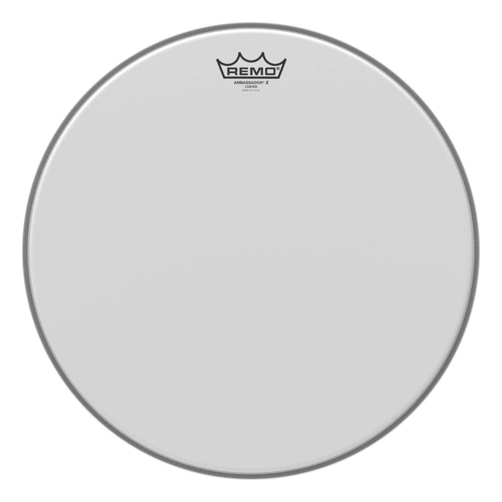 Remo drum head in white on a white background.