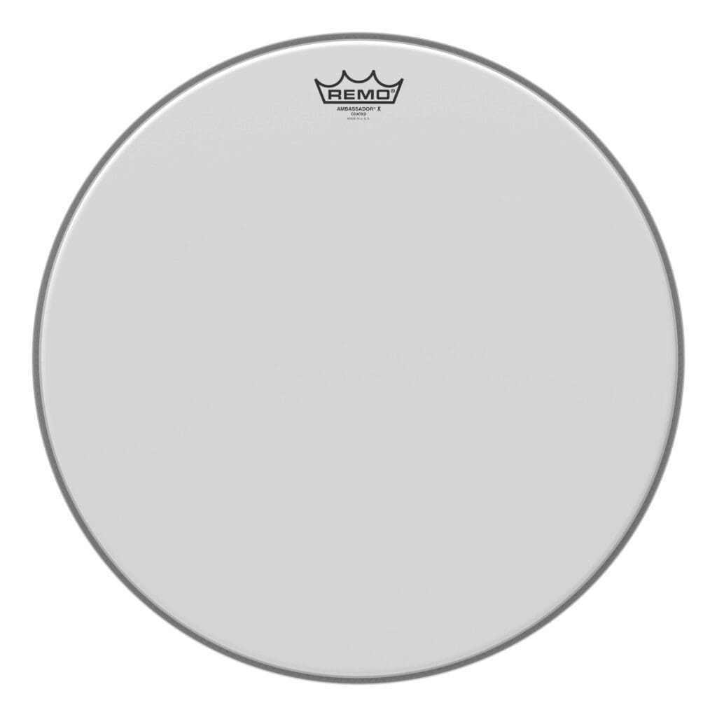 A white drum head on a white background.