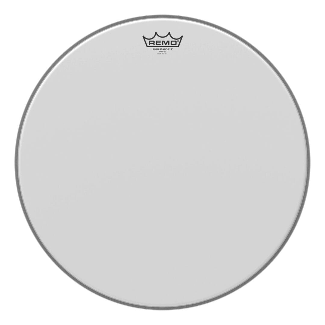 A white drum head on a white background.