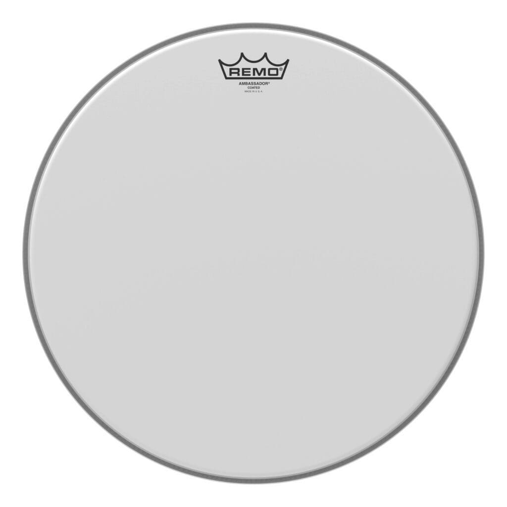 Remo drum head in white on a white background.