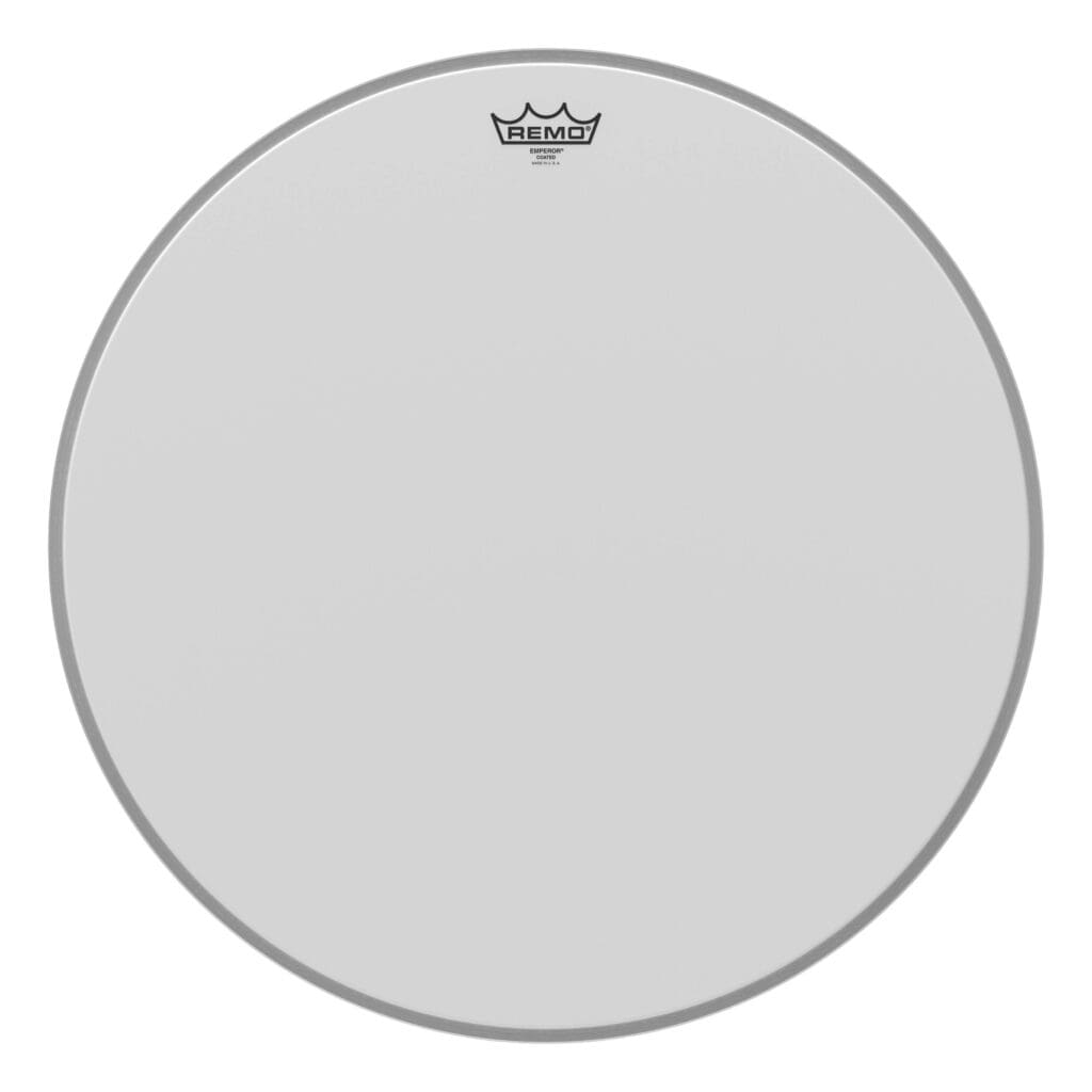 A white drum head on a white background.