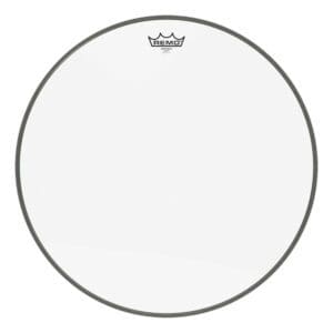 A clear drum head on a white background.