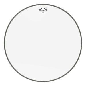 A clear drum head on a white background.