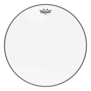 A clear drum head with a crown on it.