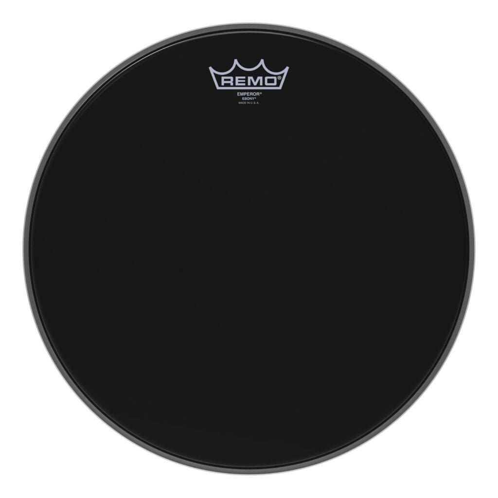 Remo black drumhead on a white background.