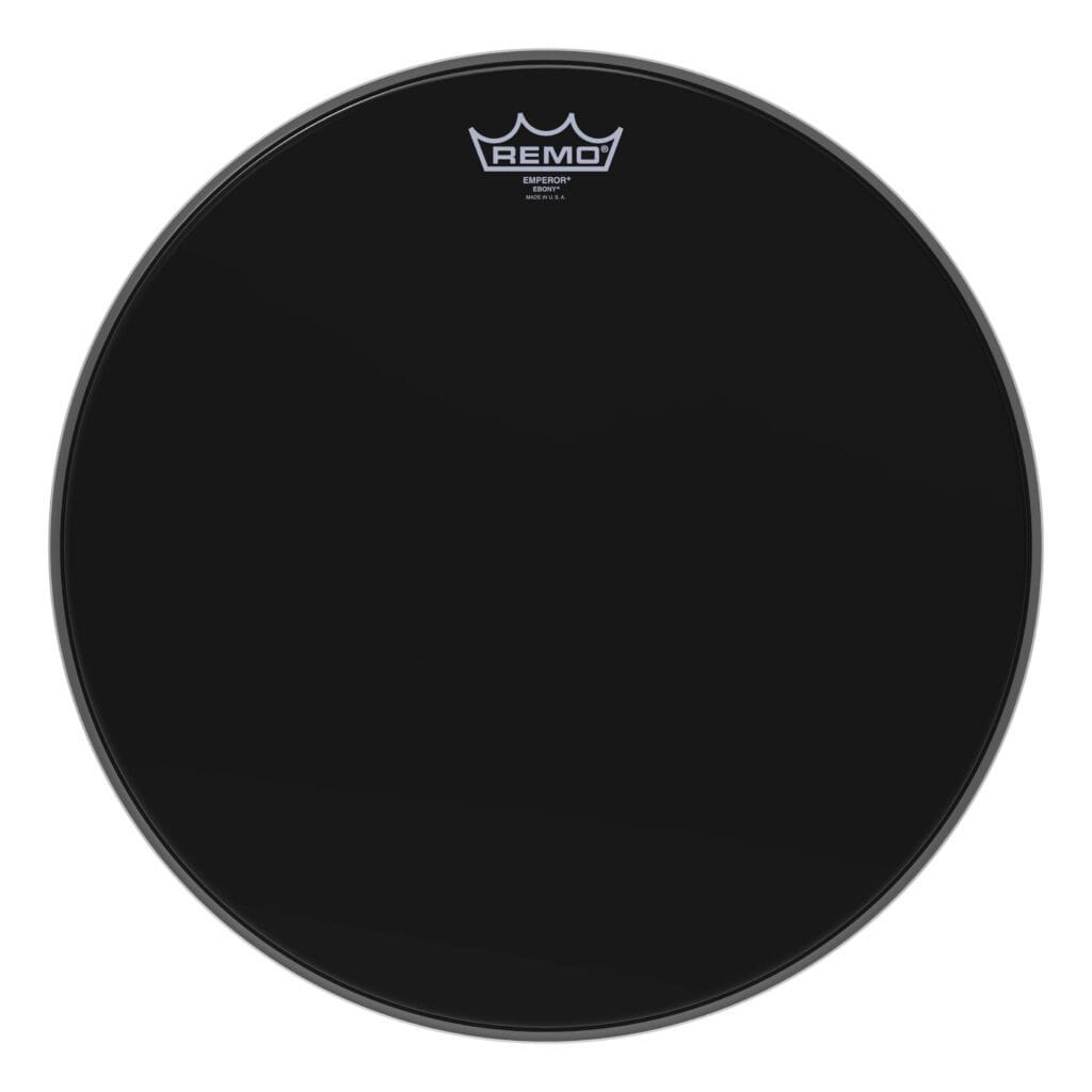 A black drum head on a white background.