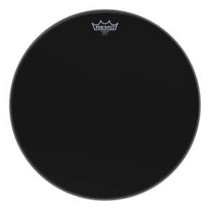 A black drum head on a white background.