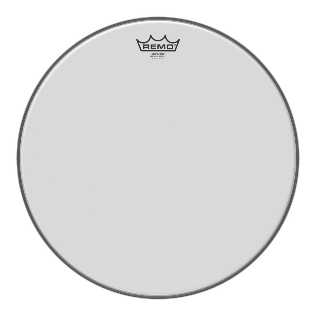 A white drum head on a white background.