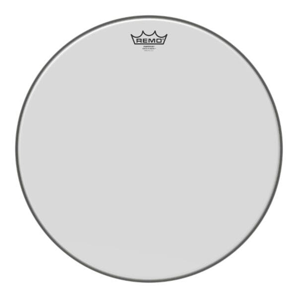 A white drum head with a crown on it.