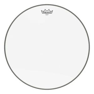 A clear drum head with a crown on it.