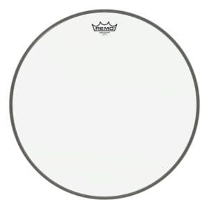 A white drum head with a crown on it.