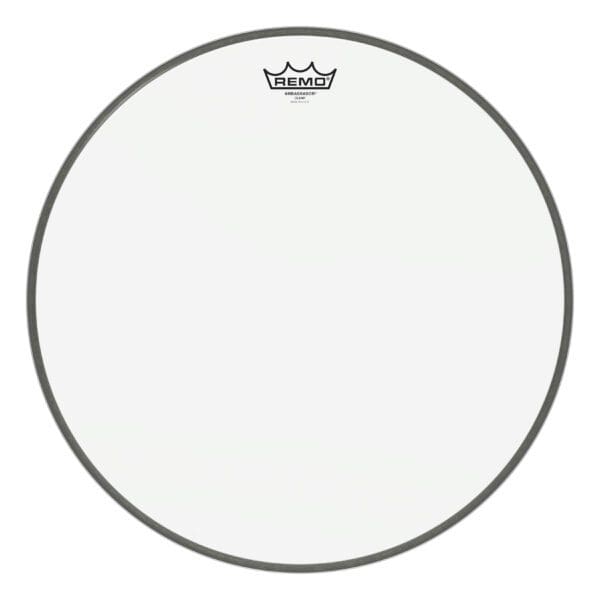 A white drum head with a crown on it.