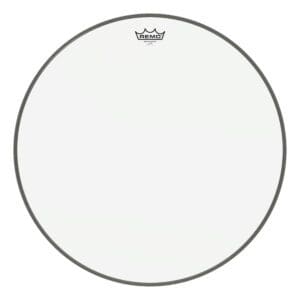 A white drum head with a crown on it.