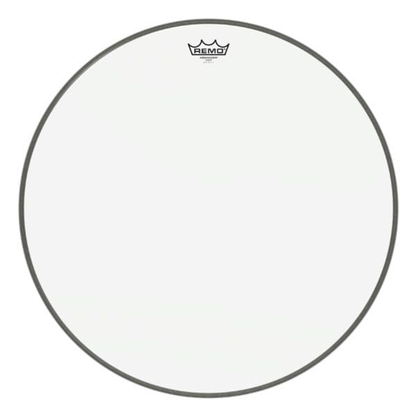 A white drum head with a crown on it.