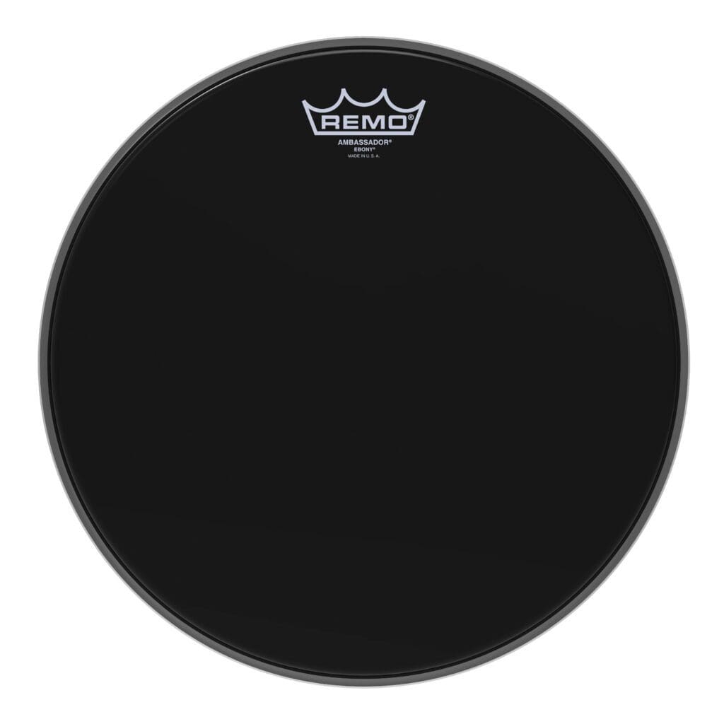 Remo black drumhead on a white background.