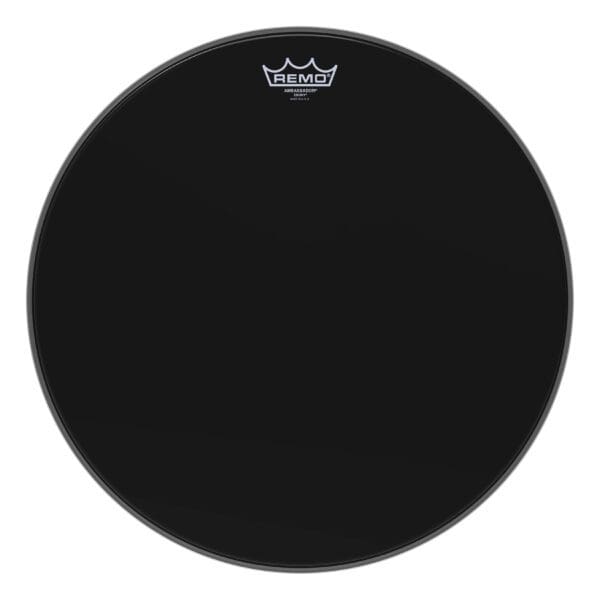 A black drum head on a white background.