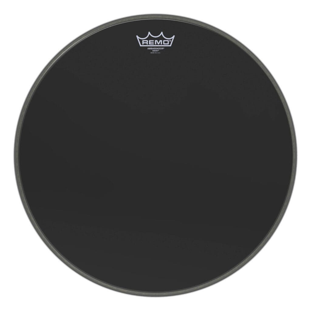 Remo black drumhead on a white background.