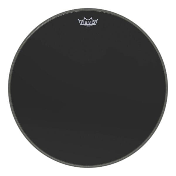 A black drum head on a white background.