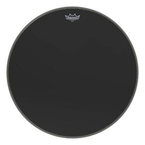 A black drum head on a white background.