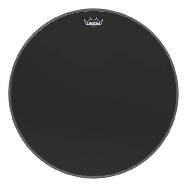 A black drum head on a white background.