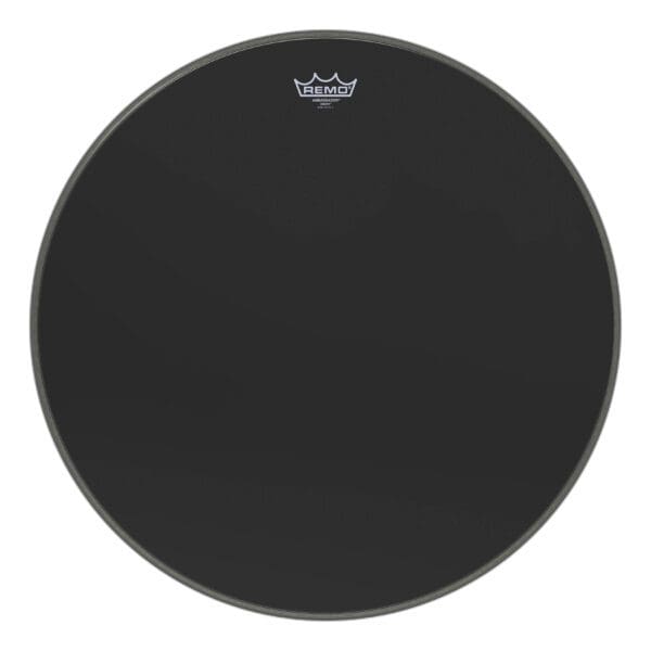 A black drum head on a white background.