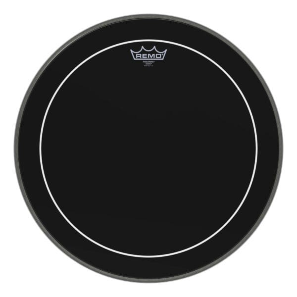 A black drum head on a white background.