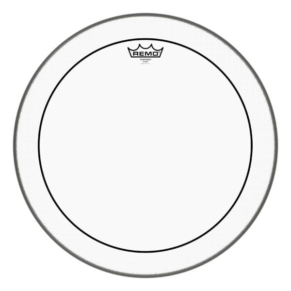 A clear drum head with a crown on it.