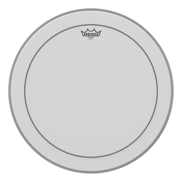 A white drum head with a crown on it.