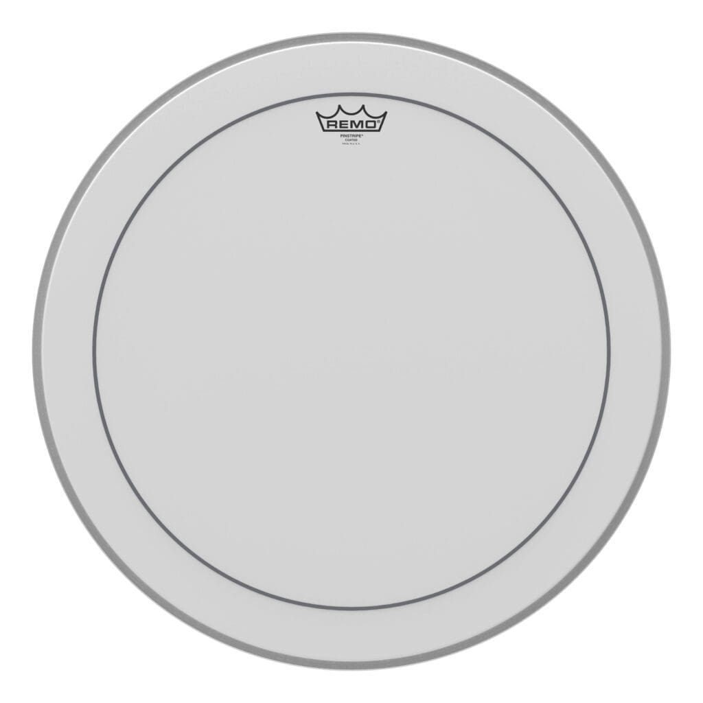 A drum head with a white background.