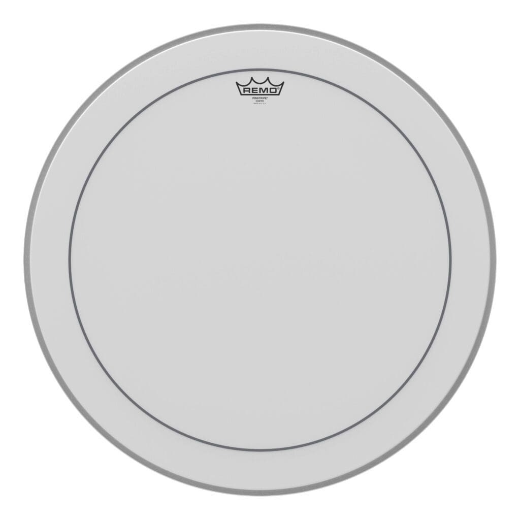 A drum head with a white background.